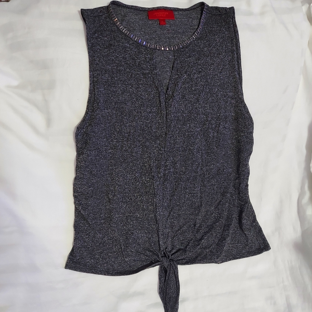 Jennifer Lopez bling neck gray blouse size xl